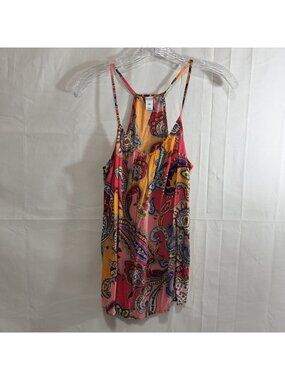 Old Navy Womens Pink & Orange Paisley Print Halter Tank Top Small